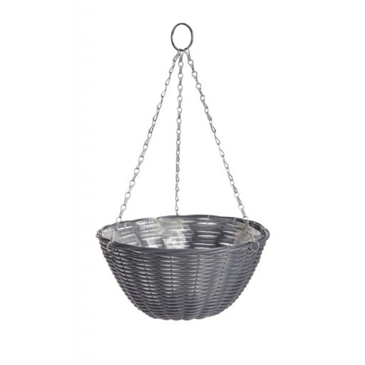 35cm (14") Rattan Effect Dark Grey Hanging Basket