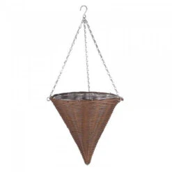14'' Chestnut Faux Rattan Hanging Cone