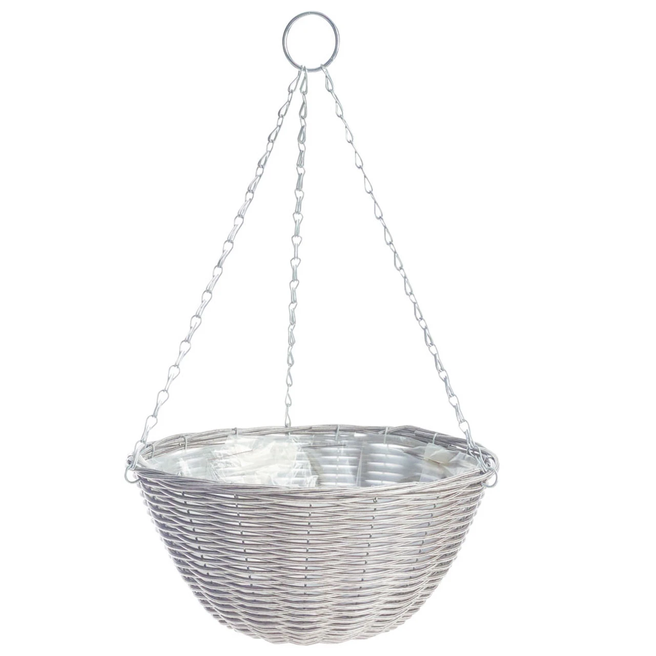 Rattan Effect Light Grey Hanging Basket 35cm